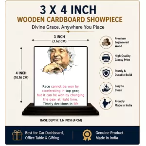 Car Dashboard Abdul Kalam Wooden Photo Stand 3x4 Inches, Compact & Stylish Spiritual Display For Car, Home & Office (Pack Of 1) (F49207) Car Dashboard Abdul Kalam Wooden Photo Stand 3x4 Inches, Compact & Stylish Spiritual Display For Car, Home & Office (Pack Of 1) (F49207)