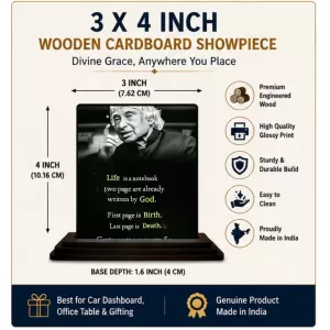 Car Dashboard Abdul Kalam Wooden Photo Stand 3x4 Inches, Compact & Stylish Spiritual Display For Car, Home & Office (Pack Of 1) (F49208) Car Dashboard Abdul Kalam Wooden Photo Stand 3x4 Inches, Compact & Stylish Spiritual Display For Car, Home & Office (Pack Of 1) (F49208)