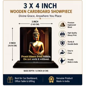 Car Dashboard Gautama Buddha Wooden Photo Stand 3x4 Inches, Compact & Stylish Spiritual Display For Car, Home & Office (Pack Of 1) (F49244) Car Dashboard Gautama Buddha Wooden Photo Stand 3x4 Inches, Compact & Stylish Spiritual Display For Car, Home & Office (Pack Of 1) (F49244)