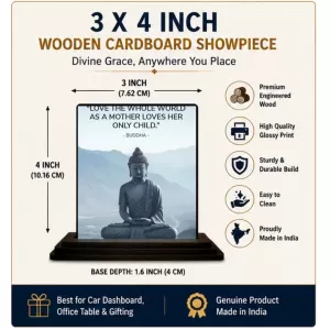 Car Dashboard Gautama Buddha Wooden Photo Stand 3x4 Inches, Compact & Stylish Spiritual Display For Car, Home & Office (Pack Of 1) (F49248) Car Dashboard Gautama Buddha Wooden Photo Stand 3x4 Inches, Compact & Stylish Spiritual Display For Car, Home & Office (Pack Of 1) (F49248)