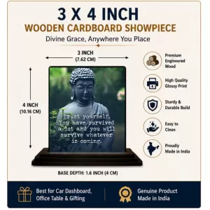 Car Dashboard Gautama Buddha Wooden Photo Stand 3x4 Inches, Compact & Stylish Spiritual Display For Car, Home & Office (Pack Of 1) (F49249) Car Dashboard Gautama Buddha Wooden Photo Stand 3x4 Inches, Compact & Stylish Spiritual Display For Car, Home & Office (Pack Of 1) (F49249)