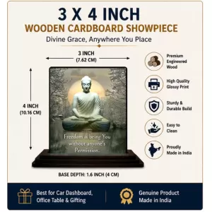 Car Dashboard Gautama Buddha Wooden Photo Stand 3x4 Inches, Compact & Stylish Spiritual Display For Car, Home & Office (Pack Of 1) (F49255) Car Dashboard Gautama Buddha Wooden Photo Stand 3x4 Inches, Compact & Stylish Spiritual Display For Car, Home & Office (Pack Of 1) (F49255)