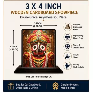 Car Dashboard Lord Jagannatha Wooden Photo Stand 3x4 Inches, Compact & Stylish Spiritual Display For Car, Home & Office (Pack Of 1) (F49263) Car Dashboard Lord Jagannatha Wooden Photo Stand 3x4 Inches, Compact & Stylish Spiritual Display For Car, Home & Office (Pack Of 1) (F49263)