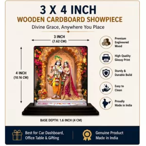 Car Dashboard Shree Krishna And Shree Radha Wooden Photo Stand 3x4 Inches, Compact & Stylish Spiritual Display For Car, Home & Office (Pack Of 1) (F49266) Car Dashboard Shree Krishna And Shree Radha Wooden Photo Stand 3x4 Inches, Compact & Stylish Spiritual Display For Car, Home & Office (Pack Of 1) (F49266)