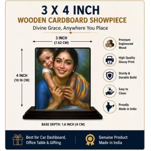 Car Dashboard Mother With Her Kid Painting Wooden Photo Stand 3x4 Inches, Compact & Stylish Spiritual Display For Car, Home & Office (Pack Of 1) (F49268) Car Dashboard Mother With Her Kid Painting Wooden Photo Stand 3x4 Inches, Compact & Stylish Spiritual Display For Car, Home & Office (Pack Of 1) (F49268)