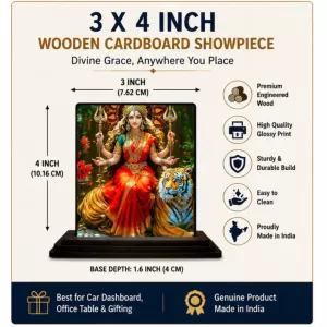 Car Dashboard Goddess Durga Wooden Photo Stand 3x4 Inches, Compact & Stylish Spiritual Display For Car, Home & Office (Pack Of 1) (F49276) Car Dashboard Goddess Durga Wooden Photo Stand 3x4 Inches, Compact & Stylish Spiritual Display For Car, Home & Office (Pack Of 1) (F49276)