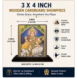 Car Dashboard Goddess Saraswati Wooden Photo Stand 3x4 Inches, Compact & Stylish Spiritual Display For Car, Home & Office (Pack Of 1) (F49281) Car Dashboard Goddess Saraswati Wooden Photo Stand 3x4 Inches, Compact & Stylish Spiritual Display For Car, Home & Office (Pack Of 1) (F49281)