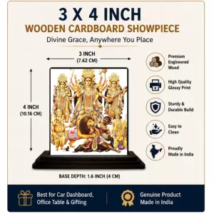 Car Dashboard Goddess Durga Wooden Photo Stand 3x4 Inches, Compact & Stylish Spiritual Display For Car, Home & Office (Pack Of 1) (F49289) Car Dashboard Goddess Durga Wooden Photo Stand 3x4 Inches, Compact & Stylish Spiritual Display For Car, Home & Office (Pack Of 1) (F49289)