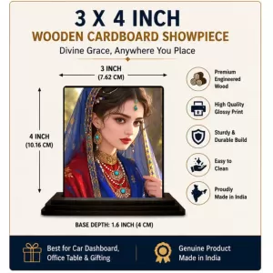 Car Dashboard Shree Radha Wooden Photo Stand 3x4 Inches, Compact & Stylish Spiritual Display For Car, Home & Office (Pack Of 1) (F49293) Car Dashboard Shree Radha Wooden Photo Stand 3x4 Inches, Compact & Stylish Spiritual Display For Car, Home & Office (Pack Of 1) (F49293)