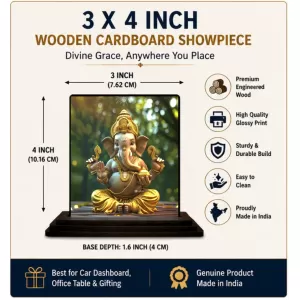 Car Dashboard Lord Ganesha Wooden Photo Stand 3x4 Inches, Compact & Stylish Spiritual Display For Car, Home & Office (Pack Of 1) (F49300) Car Dashboard Lord Ganesha Wooden Photo Stand 3x4 Inches, Compact & Stylish Spiritual Display For Car, Home & Office (Pack Of 1) (F49300)
