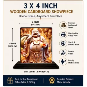 Car Dashboard Budai Wooden Photo Stand 3x4 Inches, Compact & Stylish Spiritual Display For Car, Home & Office (Pack Of 1) (F49303) Car Dashboard Budai Wooden Photo Stand 3x4 Inches, Compact & Stylish Spiritual Display For Car, Home & Office (Pack Of 1) (F49303)