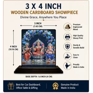 Car Dashboard Lord Ganesha Wooden Photo Stand 3x4 Inches, Compact & Stylish Spiritual Display For Car, Home & Office (Pack Of 1) (F49305) Car Dashboard Lord Ganesha Wooden Photo Stand 3x4 Inches, Compact & Stylish Spiritual Display For Car, Home & Office (Pack Of 1) (F49305)