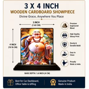 Car Dashboard Budai Wooden Photo Stand 3x4 Inches, Compact & Stylish Spiritual Display For Car, Home & Office (Pack Of 1) (F49315) Car Dashboard Budai Wooden Photo Stand 3x4 Inches, Compact & Stylish Spiritual Display For Car, Home & Office (Pack Of 1) (F49315)