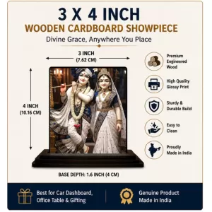 Car Dashboard Radha Shree Krishna Wooden Photo Stand 3x4 Inches, Compact & Stylish Spiritual Display For Car, Home & Office (Pack Of 1) (F49317) Car Dashboard Radha Shree Krishna Wooden Photo Stand 3x4 Inches, Compact & Stylish Spiritual Display For Car, Home & Office (Pack Of 1) (F49317)