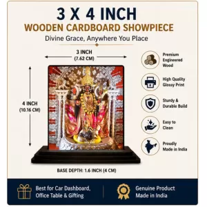 Car Dashboard Goddess Kali Wooden Photo Stand  3x4 Inches, Compact & Stylish Spiritual Display For Car, Home & Office (Pack Of 1) (F49320)