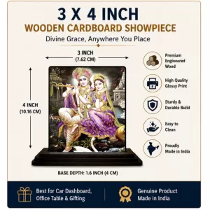 Car Dashboard Shree Krishna And Shree Radha Wooden Photo Stand 3x4 Inches, Compact & Stylish Spiritual Display For Car, Home & Office (Pack Of 1) (F49322) Car Dashboard Shree Krishna And Shree Radha Wooden Photo Stand 3x4 Inches, Compact & Stylish Spiritual Display For Car, Home & Office (Pack Of 1) (F49322)