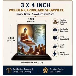 Car Dashboard Buddha Wooden Photo Stand 3x4 Inches, Compact & Stylish Spiritual Display For Car, Home & Office (Pack Of 1) (F49323) Car Dashboard Buddha Wooden Photo Stand 3x4 Inches, Compact & Stylish Spiritual Display For Car, Home & Office (Pack Of 1) (F49323)