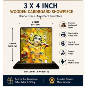 Car Dashboard Shree Krishna Wooden Photo Stand 3x4 Inches, Compact & Stylish Spiritual Display For Car, Home & Office (Pack Of 1) (F49324) Car Dashboard Shree Krishna Wooden Photo Stand 3x4 Inches, Compact & Stylish Spiritual Display For Car, Home & Office (Pack Of 1) (F49324)