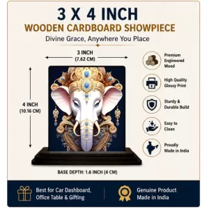 Car Dashboard Ganesha Wooden Photo Stand 3x4 Inches, Compact & Stylish Spiritual Display For Car, Home & Office (Pack Of 1) (F49331) Car Dashboard Ganesha Wooden Photo Stand 3x4 Inches, Compact & Stylish Spiritual Display For Car, Home & Office (Pack Of 1) (F49331)