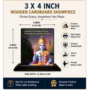 Car Dashboard Shree Krishna Wooden Photo Stand  3x4 Inches, Compact & Stylish Spiritual Display For Car, Home & Office (Pack Of 1) (F49333)