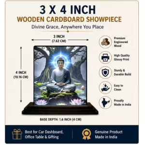 Car Dashboard Buddha Wooden Photo Stand 3x4 Inches, Compact & Stylish Spiritual Display For Car, Home & Office (Pack Of 1) (F49335) Car Dashboard Buddha Wooden Photo Stand 3x4 Inches, Compact & Stylish Spiritual Display For Car, Home & Office (Pack Of 1) (F49335)