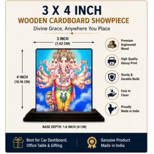 Car Dashboard Lord Ganesha Wooden Photo Stand 3x4 Inches, Compact & Stylish Spiritual Display For Car, Home & Office (Pack Of 1) (F49340) Car Dashboard Lord Ganesha Wooden Photo Stand 3x4 Inches, Compact & Stylish Spiritual Display For Car, Home & Office (Pack Of 1) (F49340)