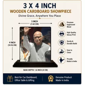 Car Dashboard Shree Lalkrishna Advani Wooden Photo Stand 3x4 Inches, Compact & Stylish Spiritual Display For Car, Home & Office (Pack Of 1) (F49342) Car Dashboard Shree Lalkrishna Advani Wooden Photo Stand 3x4 Inches, Compact & Stylish Spiritual Display For Car, Home & Office (Pack Of 1) (F49342)