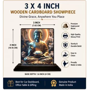 Car Dashboard Buddha Wooden Photo Stand 3x4 Inches, Compact & Stylish Spiritual Display For Car, Home & Office (Pack Of 1) (F49355) Car Dashboard Buddha Wooden Photo Stand 3x4 Inches, Compact & Stylish Spiritual Display For Car, Home & Office (Pack Of 1) (F49355)
