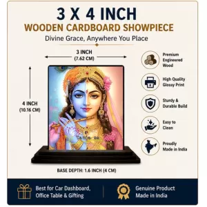 Car Dashboard Radha Krishna Wooden Photo Stand 3x4 Inches, Compact & Stylish Spiritual Display For Car, Home & Office (Pack Of 1) (F49365) Car Dashboard Radha Krishna Wooden Photo Stand 3x4 Inches, Compact & Stylish Spiritual Display For Car, Home & Office (Pack Of 1) (F49365)