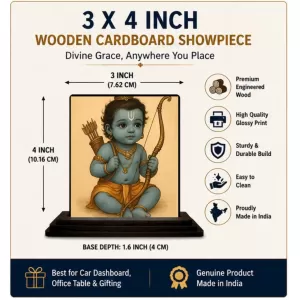 Car Dashboard Shree Krishna Wooden Photo Stand 3x4 Inches, Compact & Stylish Spiritual Display For Car, Home & Office (Pack Of 1) (F49367) Car Dashboard Shree Krishna Wooden Photo Stand 3x4 Inches, Compact & Stylish Spiritual Display For Car, Home & Office (Pack Of 1) (F49367)
