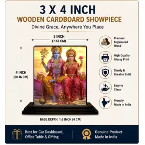 Car Dashboard Lakshmi And Vishnu Wooden Photo Stand 3x4 Inches, Compact & Stylish Spiritual Display For Car, Home & Office (Pack Of 1) (F49380) Car Dashboard Lakshmi And Vishnu Wooden Photo Stand 3x4 Inches, Compact & Stylish Spiritual Display For Car, Home & Office (Pack Of 1) (F49380)