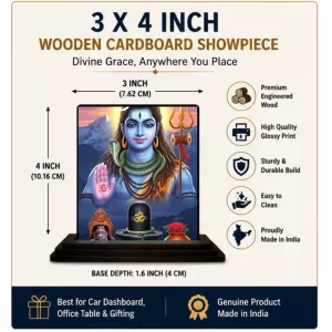 Car Dashboard Shiva Wooden Photo Stand 3x4 Inches, Compact & Stylish Spiritual Display For Car, Home & Office (Pack Of 1) (F49384) Car Dashboard Shiva Wooden Photo Stand 3x4 Inches, Compact & Stylish Spiritual Display For Car, Home & Office (Pack Of 1) (F49384)
