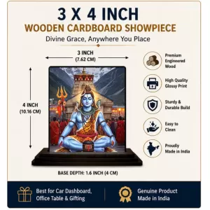 Car Dashboard Shiva Wooden Photo Stand 3x4 Inches, Compact & Stylish Spiritual Display For Car, Home & Office (Pack Of 1) (F49385) Car Dashboard Shiva Wooden Photo Stand 3x4 Inches, Compact & Stylish Spiritual Display For Car, Home & Office (Pack Of 1) (F49385)