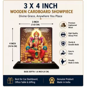 Car Dashboard Lakshmi Wooden Photo Stand 3x4 Inches, Compact & Stylish Spiritual Display For Car, Home & Office (Pack Of 1) (F49391) Car Dashboard Lakshmi Wooden Photo Stand 3x4 Inches, Compact & Stylish Spiritual Display For Car, Home & Office (Pack Of 1) (F49391)