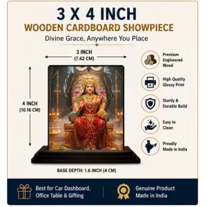 Car Dashboard Lakshmi Wooden Photo Stand 3x4 Inches, Compact & Stylish Spiritual Display For Car, Home & Office (Pack Of 1) (F49397) Car Dashboard Lakshmi Wooden Photo Stand 3x4 Inches, Compact & Stylish Spiritual Display For Car, Home & Office (Pack Of 1) (F49397)