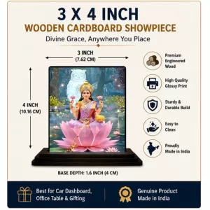 Car Dashboard Lakshmi Wooden Photo Stand 3x4 Inches, Compact & Stylish Spiritual Display For Car, Home & Office (Pack Of 1) (F49398) Car Dashboard Lakshmi Wooden Photo Stand 3x4 Inches, Compact & Stylish Spiritual Display For Car, Home & Office (Pack Of 1) (F49398)