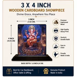 Car Dashboard Ganesha Wooden Photo Stand 3x4 Inches, Compact & Stylish Spiritual Display For Car, Home & Office (Pack Of 1) (F49403) Car Dashboard Ganesha Wooden Photo Stand 3x4 Inches, Compact & Stylish Spiritual Display For Car, Home & Office (Pack Of 1) (F49403)