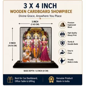 Car Dashboard Ram Darbar Wooden Photo Stand 3x4 Inches, Compact & Stylish Spiritual Display For Car, Home & Office (Pack Of 1) (F49419) Car Dashboard Ram Darbar Wooden Photo Stand 3x4 Inches, Compact & Stylish Spiritual Display For Car, Home & Office (Pack Of 1) (F49419)