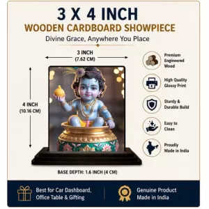 Car Dashboard Krishna Wooden Photo Stand 3x4 Inches, Compact & Stylish Spiritual Display For Car, Home & Office (Pack Of 1) (F49425) Car Dashboard Krishna Wooden Photo Stand 3x4 Inches, Compact & Stylish Spiritual Display For Car, Home & Office (Pack Of 1) (F49425)