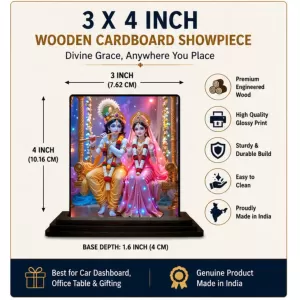 Car Dashboard Radha Krishna Wooden Photo Stand 3x4 Inches, Compact & Stylish Spiritual Display For Car, Home & Office (Pack Of 1) (F49429) Car Dashboard Radha Krishna Wooden Photo Stand 3x4 Inches, Compact & Stylish Spiritual Display For Car, Home & Office (Pack Of 1) (F49429)
