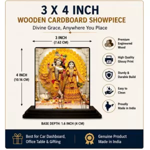 Car Dashboard Radha Krishna Wooden Photo Stand 3x4 Inches, Compact & Stylish Spiritual Display For Car, Home & Office (Pack Of 1) (F49435) Car Dashboard Radha Krishna Wooden Photo Stand 3x4 Inches, Compact & Stylish Spiritual Display For Car, Home & Office (Pack Of 1) (F49435)
