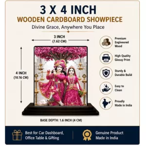 Car Dashboard Radha Krishna Wooden Photo Stand 3x4 Inches, Compact & Stylish Spiritual Display For Car, Home & Office (Pack Of 1) (F49436) Car Dashboard Radha Krishna Wooden Photo Stand 3x4 Inches, Compact & Stylish Spiritual Display For Car, Home & Office (Pack Of 1) (F49436)