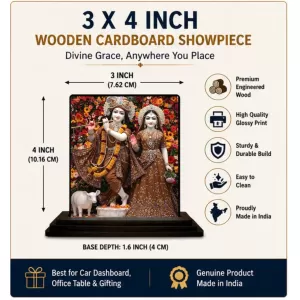 Car Dashboard Krishna And Radha Wooden Photo Stand 3x4 Inches, Compact & Stylish Spiritual Display For Car, Home & Office (Pack Of 1) (F49438) Car Dashboard Krishna And Radha Wooden Photo Stand 3x4 Inches, Compact & Stylish Spiritual Display For Car, Home & Office (Pack Of 1) (F49438)