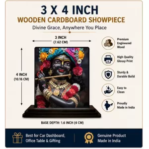 Car Dashboard Krishna Wooden Photo Stand 3x4 Inches, Compact & Stylish Spiritual Display For Car, Home & Office (Pack Of 1) (F49442) Car Dashboard Krishna Wooden Photo Stand 3x4 Inches, Compact & Stylish Spiritual Display For Car, Home & Office (Pack Of 1) (F49442)