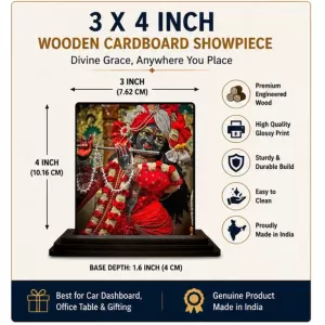 Car Dashboard Krishna Wooden Photo Stand 3x4 Inches, Compact & Stylish Spiritual Display For Car, Home & Office (Pack Of 1) (F49443) Car Dashboard Krishna Wooden Photo Stand 3x4 Inches, Compact & Stylish Spiritual Display For Car, Home & Office (Pack Of 1) (F49443)