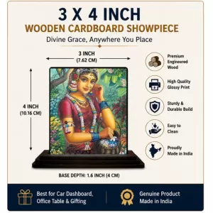 Car Dashboard Radha Wooden Photo Stand 3x4 Inches, Compact & Stylish Spiritual Display For Car, Home & Office (Pack Of 1) (F49453) Car Dashboard Radha Wooden Photo Stand 3x4 Inches, Compact & Stylish Spiritual Display For Car, Home & Office (Pack Of 1) (F49453)