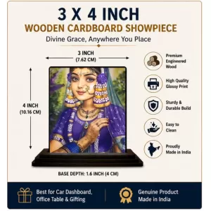 Car Dashboard Shree Radha Wooden Photo Stand 3x4 Inches, Compact & Stylish Spiritual Display For Car, Home & Office (Pack Of 1) (F49454) Car Dashboard Shree Radha Wooden Photo Stand 3x4 Inches, Compact & Stylish Spiritual Display For Car, Home & Office (Pack Of 1) (F49454)