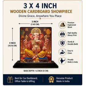 Car Dashboard Ganesha Wooden Photo Stand 3x4 Inches, Compact & Stylish Spiritual Display For Car, Home & Office (Pack Of 1) (F49457) Car Dashboard Ganesha Wooden Photo Stand 3x4 Inches, Compact & Stylish Spiritual Display For Car, Home & Office (Pack Of 1) (F49457)