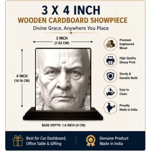 Car Dashboard Swami Samarth Wooden Photo Stand  3x4 Inches, Compact & Stylish Spiritual Display For Car, Home & Office (Pack Of 1) (F49462)