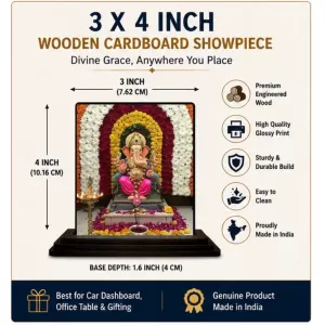 Car Dashboard Ganesha Wooden Photo Stand 3x4 Inches, Compact & Stylish Spiritual Display For Car, Home & Office (Pack Of 1) (F49466) Car Dashboard Ganesha Wooden Photo Stand 3x4 Inches, Compact & Stylish Spiritual Display For Car, Home & Office (Pack Of 1) (F49466)